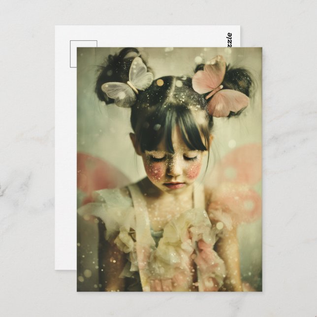 Cartão Postal Dreamlike Children Portrait | Butterfly Whisper (Frente/Verso)
