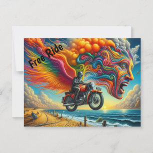 Cartão Postal Dreamscape de Motociclo Psicodélico