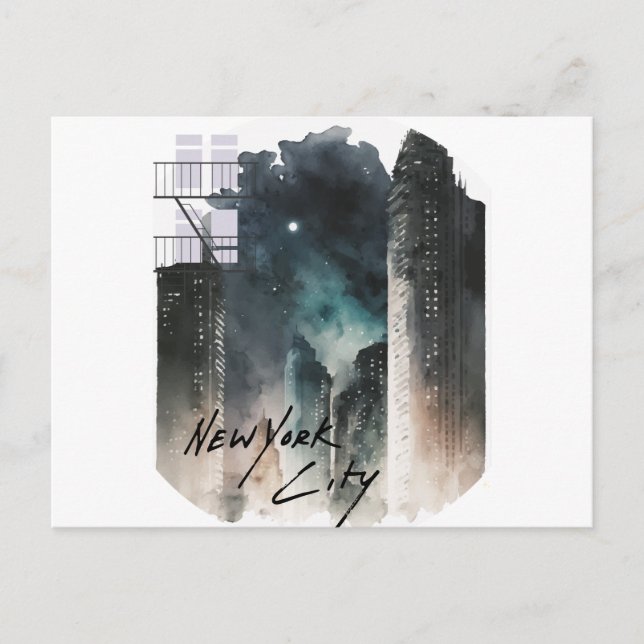 Cartão Postal Dreamscape New York, Pained City Lights (Frente)