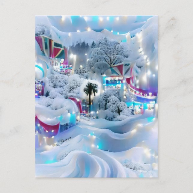 Cartão Postal Dreamy Winter Wonderland Lights (Frente)
