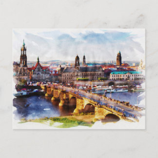 Cartão Postal Dresden Germany watercolor Art