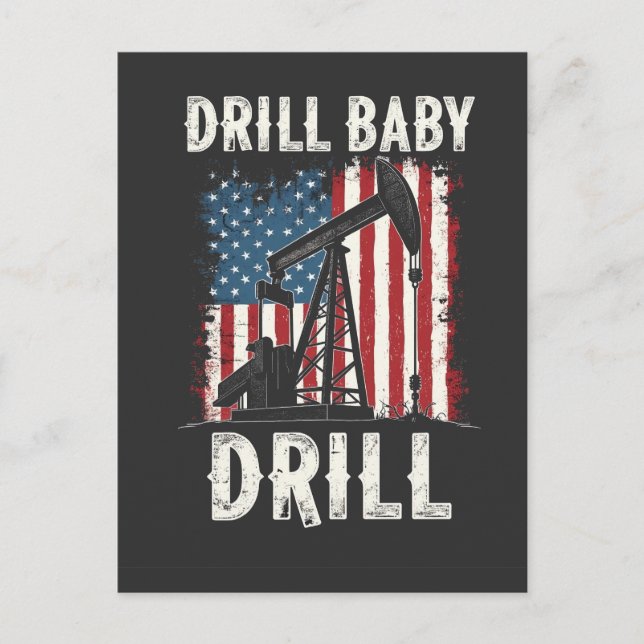 Cartão Postal Drill Baby Drill American Trump Energy Economy (Frente)