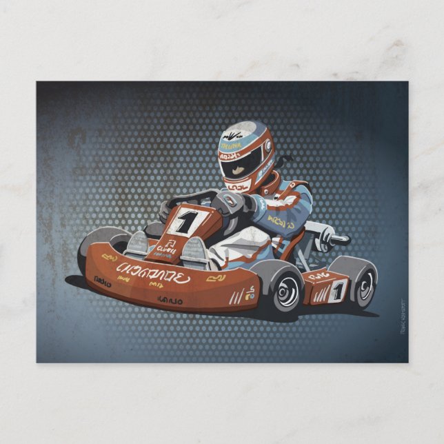 Cartão Postal Driver Go-Kart de Corrida de Motor Postcard (Frente)