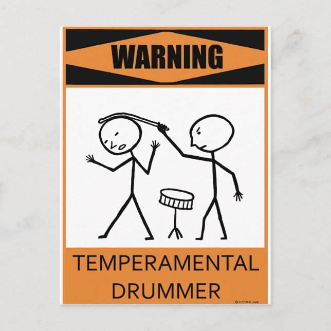 Cartão Postal Drummer de temperatura de aviso (Frente)