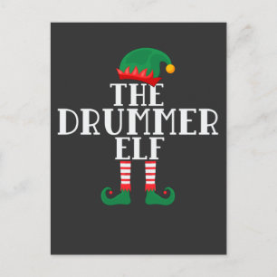 Cartão Postal Drummer Elf Engraçado Design do Tambor de Natal