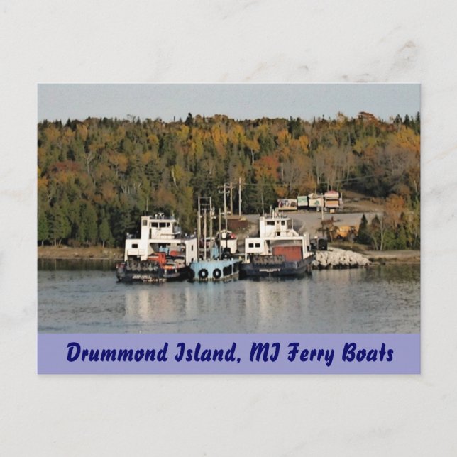 Cartão Postal Drummond Island Michigan Ferry Boats (Frente)