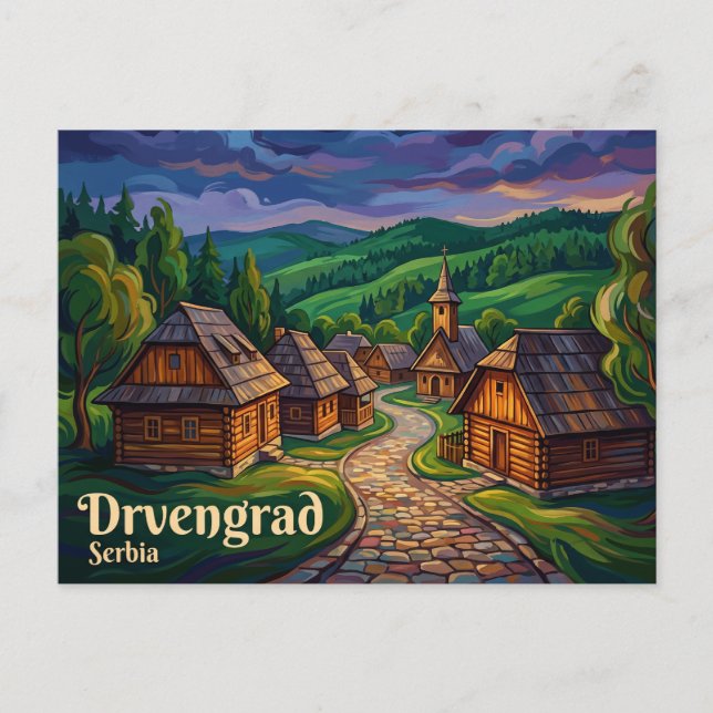 Cartão Postal Drvengrad (Cidade da Madeira) Sérvia (Frente)