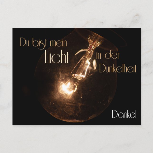 Cartão Postal Du me mordeu Licht em Dona Dunkelheit! Danke! (Frente)