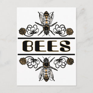 Cartão Postal duas abelhas com trevo trans1