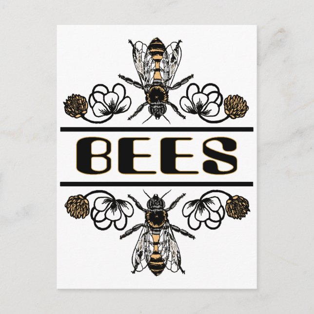 Cartão Postal duas abelhas com trevo trans1 (Frente)