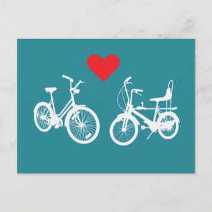 Cartão Postal Duas belas bicicletas vintage encontram amor