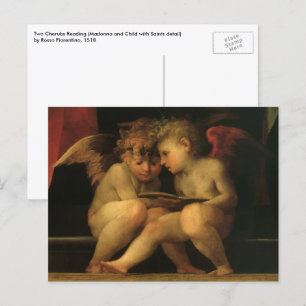 Cartão Postal Duas Cherubs Lendo por Rosso Fiorentino, Angels