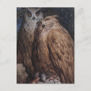 Cartão Postal Duas Corujas por Gustave Dore