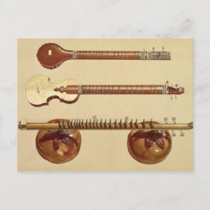 Cartão Postal Duas estrelas e uma rudra vina, indiana, de "Music