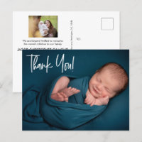 Duas fotos, chá Baby Boy obrigado você Cartão-post