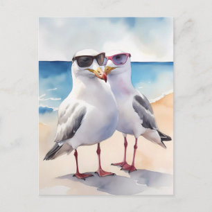 Cartão Postal Duas Gaivotas Cegas Enamoradas