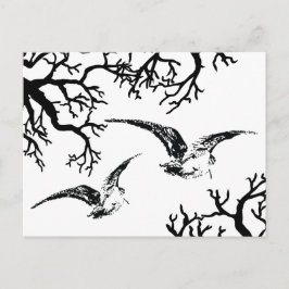 Cartão Postal Duas galinholas em voo entre os galhos