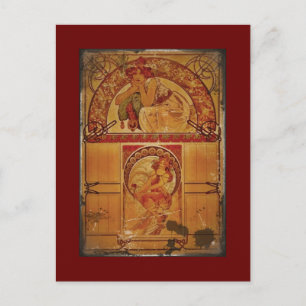 Cartão Postal Duas Garotas em Cores de Outono