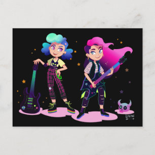 Cartão Postal Duas garotas jogam violão