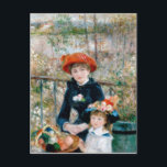 Cartão Postal Duas Irmãs - Pintura Impressionista Renoir<br><div class="desc">Impressionista Pintura por Renoir - Obras-primas clássicas - Série Impressionista de Pierre-Auguste Renoir - Leitura de Duas Raparigas (1881)</div>