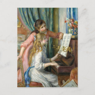 Cartão Postal Duas jovens meninas no Piano - Pierre-Auguste Reno
