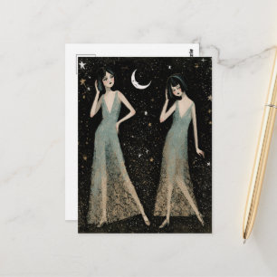 Cartão Postal Duas lindas mulheres dançando ao luar