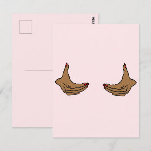 Cartão Postal Duas mãos de mulher negra de desenho animado segur