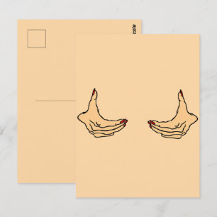Cartão Postal Duas mãos femininas de desenho animado segurando o