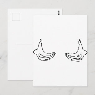Cartão Postal Duas Mãos Femininas Segurando Contorno do Peito