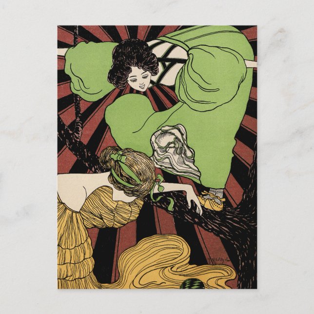 Cartão Postal Duas Meninas - Art Nouveau - Jugendstil (Frente)