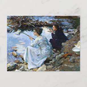 Cartão Postal Duas Meninas pescando por John Singer Sargent