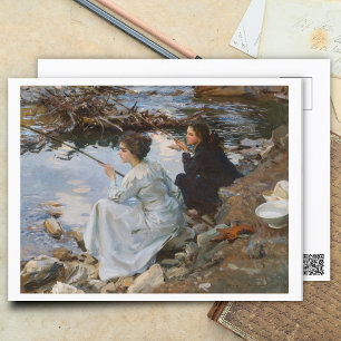 Cartão Postal Duas Meninas pescando, Sargent 1918