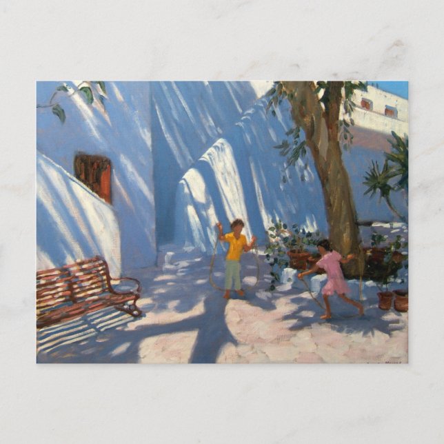 Cartão Postal Duas meninas saltando Mykonos (Frente)