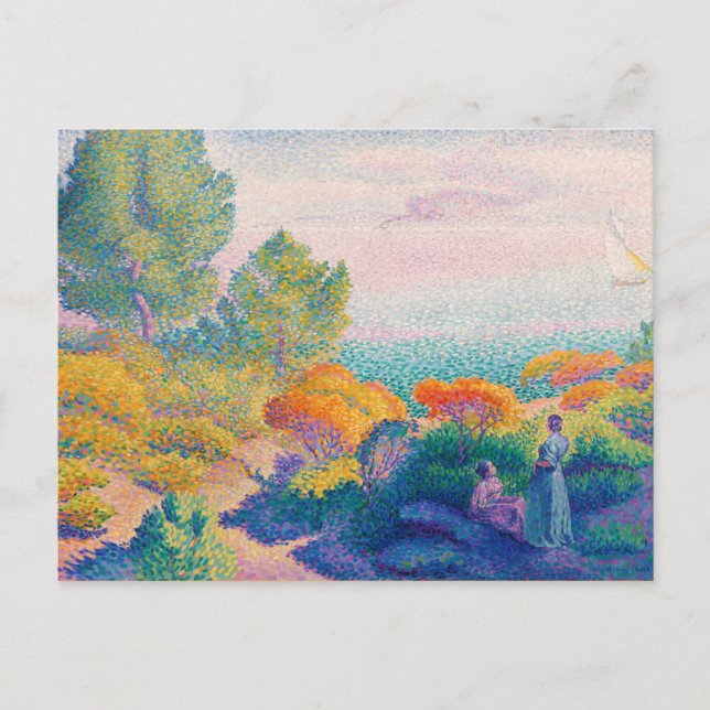 Cartão Postal Duas Mulheres à Beira-Mar, pintura famosa, (Frente)