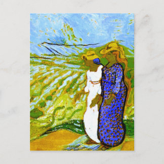 Cartão Postal Duas Mulheres Atravessando Campos Van Gogh Belas A