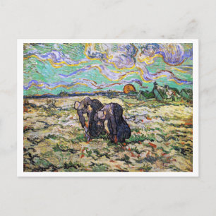 Cartão Postal Duas Mulheres, Campo com Neve, Van Gogh Fine Art