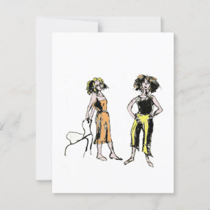 Cartão Postal Duas mulheres retratadas com cabelo encaracolado