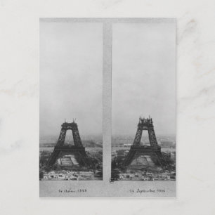 Cartão Postal Duas perspectivas sobre a construção do Eiffel