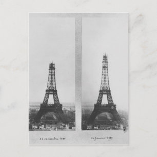 Cartão Postal Duas perspectivas sobre a construção do Eiffel