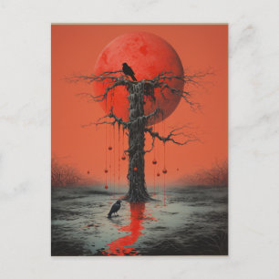 Cartão Postal Duas Ravens Red Black Sci Fi Horror Art
