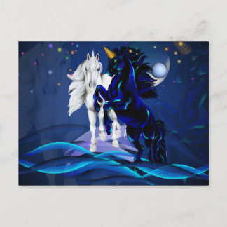 Cartão Postal Duas Unicorns e WavesPostCard