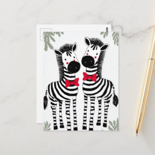 Cartão Postal Duas Zebras Fofas