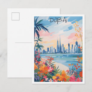 Cartão Postal Dubai Emirados Árabes Unidos Arte Viagem