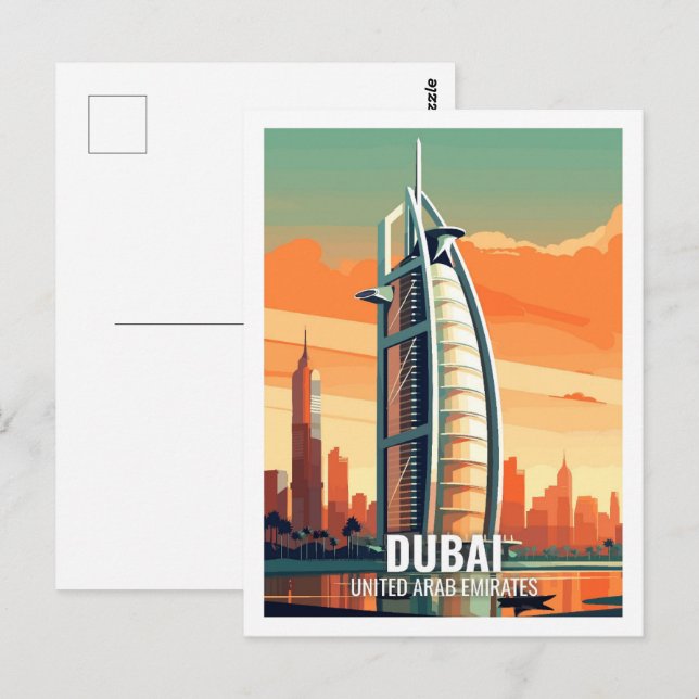 Cartão Postal Dubai Emirados Árabes Unidos Famosos Locais de Via (Frente/Verso)