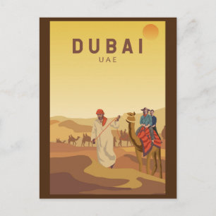 Cartão Postal Dubai Emirados Árabes Unidos Safari no Deserto Ret