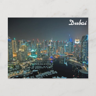 Cartão Postal Dubai, linha do horizonte dos Emirados Árabes Unid