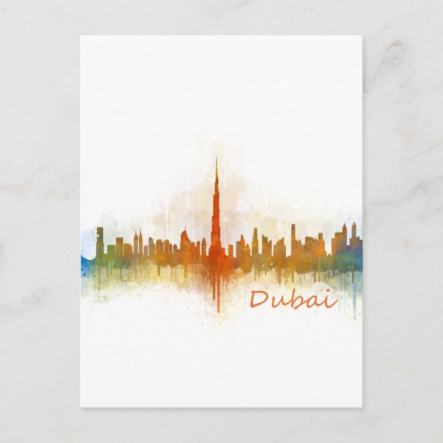 Cartão Postal Dubai Skyline Cityscape Emirates v3 (Frente)