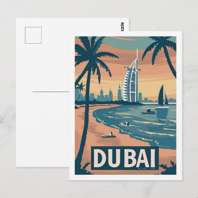 Cartão Postal Dubai Vintage Familiar Viagem (Frente/Verso)