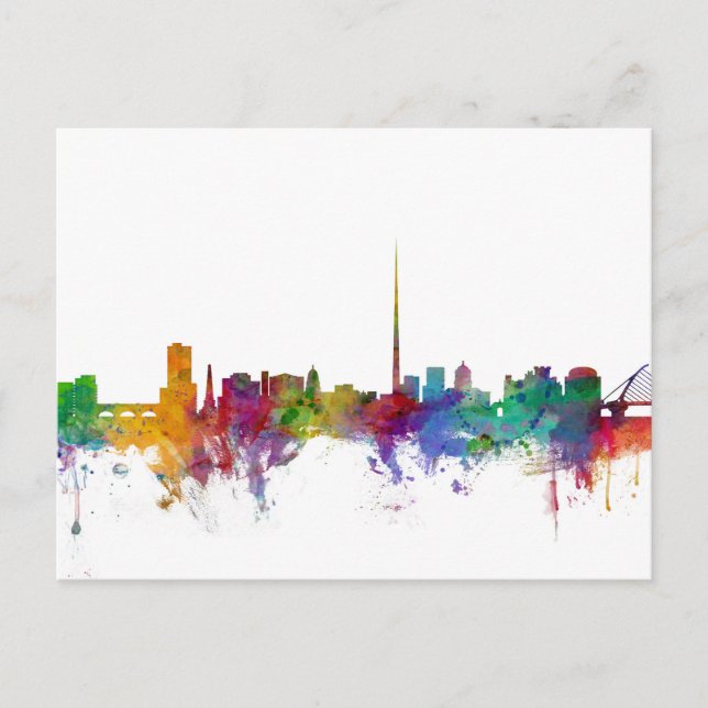 Cartão Postal Dublin Ireland Skyline (Frente)