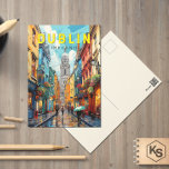 Cartão Postal Dublin Ireland Viagem Art Vintage<br><div class="desc">Viagem de Dublin. Os seus edifícios históricos incluem o Castelo de Dublin,  namorando do século 13,  e a imposição da Catedral de Patrick,  Rua,  fundada em 1911.</div>